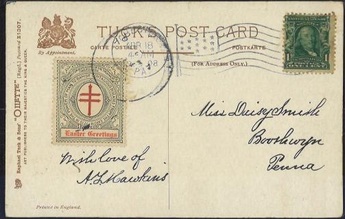 Kensington Easter TB seal tied on postcard, from the collection of George Painter