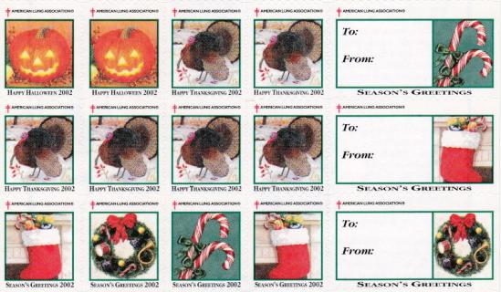 ALA 2002 Halloween, Thanksgiving and Christmas Seals