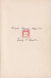 1927 first edition Happiness and Other Verses, by Emily Bissell, autograph page