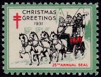 1931 Christmas Seal featuring Vanderbilt Carriage