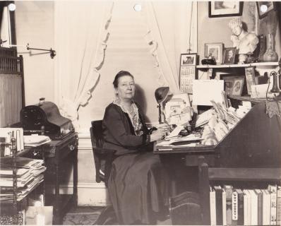 1933 Publicity photo of Emily P. Bissell at her desk